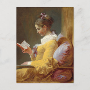 若い少女が本を読む ポストカード