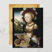 若い少女とアンティークなワインビネヤードのブドウとワイン ポストカード (正面/裏面)