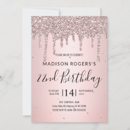 若い少女のブロンズの顔が赤くなる グリッター 招待状