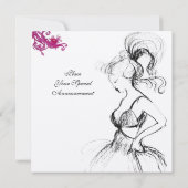 若い少女の16歳の誕生日パーティー、黒、白、赤の渦巻き 招待状 (裏面)