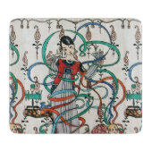 若い少女,カラフルなリボンが渦巻く,キューピッドの誕生日 カッティングボード (正面)