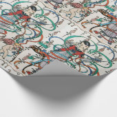 若い少女,カラフルなリボンが渦巻く,キューピッドの誕生日 ラッピングペーパー (角)