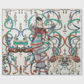 若い少女,カラフルなリボン,キューピッド バレンタインデー ラッピングペーパー (フラット)