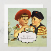 若い恋人たちのヴィンテージイラスト 招待状 (正面/裏面)