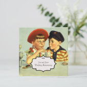 若い恋人たちのヴィンテージイラスト 招待状 (スタンド正面)