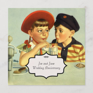 若い恋人たちのヴィンテージイラスト 招待状