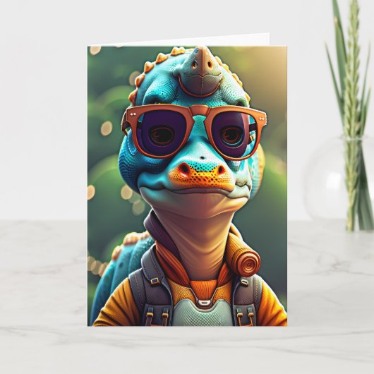 若い恐竜 |誕生日カード カード (正面)