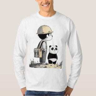 若い技術者とそのパンダの冒険 Tシャツ