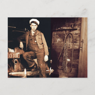 若い整備士ヴィンテージ写真 ポストカード