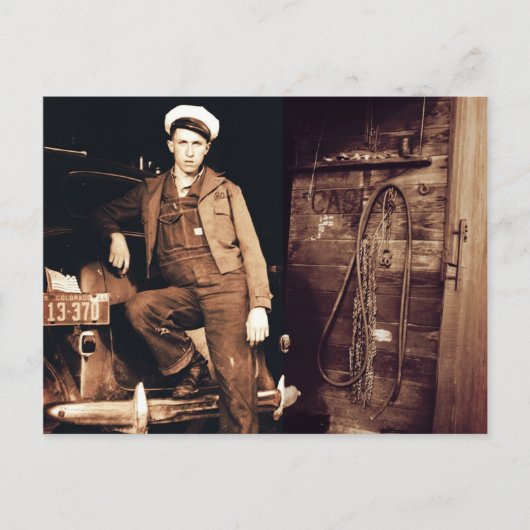 若い整備士ヴィンテージ写真 ポストカード (正面)