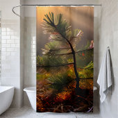 若い松の木ジャングルウッドランドワイルド シャワーカーテン