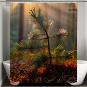 若い松の木ジャングルウッドランドワイルド シャワーカーテン