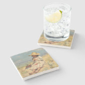 若い植物学者（ポール・ピール） ストーンコースター (横)