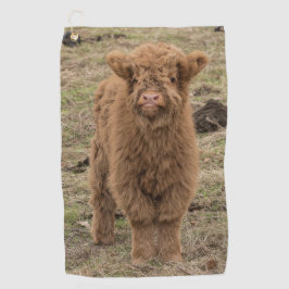 若い毛むくじゃらのスコットランドの高原牛 ゴルフタオル