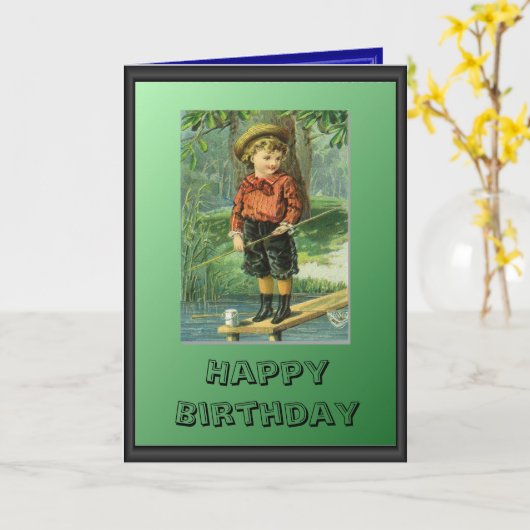 若い漁師 カード (黄色い花)