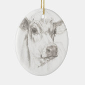 若い牛のスケッチ セラミックオーナメント (右)
