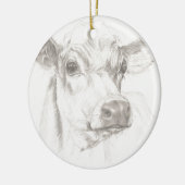 若い牛のスケッチ セラミックオーナメント (左)