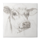 若い牛のスケッチ タイル (正面)