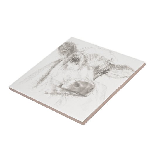 若い牛のスケッチ タイル (側面)