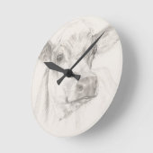 若い牛のスケッチ ラウンド壁時計 (傾斜)