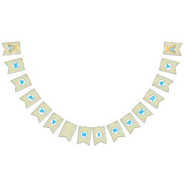 若い男の子の水玉模様かテディー・ベアの誕生日の旗布 バンティングフラッグ