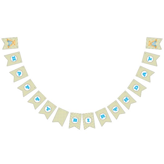 若い男の子の水玉模様かテディー・ベアの誕生日の旗布 バンティングフラッグ (全)