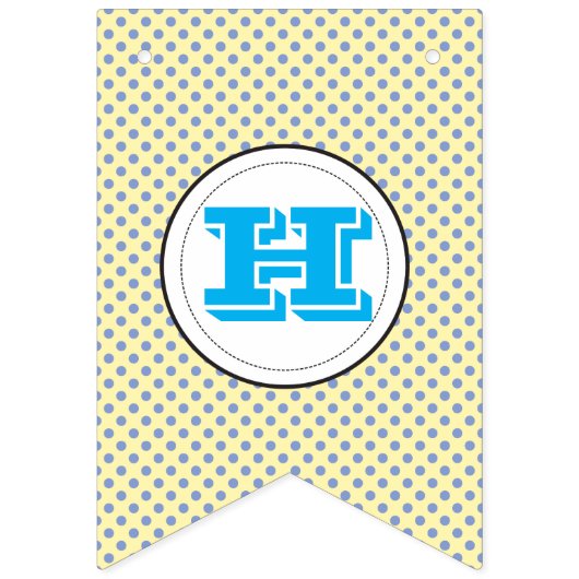 若い男の子の水玉模様かテディー・ベアの誕生日の旗布 バンティングフラッグ (第2の旗)