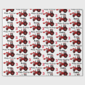 若い男の子レッドローダトラクター名n年齢誕生日 ラッピングペーパー (フラット)