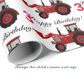 若い男の子レッドローダトラクター名n年齢誕生日 ラッピングペーパー