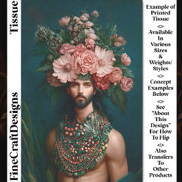 若い男，花，果実，葉CQ9 Decompage 薄葉紙