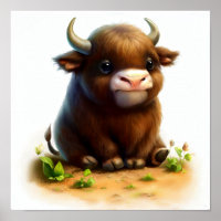 若い絵を描かわいい水牛のデジタル