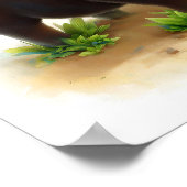 若い絵を描かわいい水牛のデジタル ポスター (角)