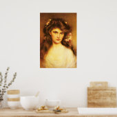 若い美しいで髪に花を付ける ポスター (キッチン)