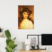 若い美しいで髪に花を付ける ポスター (ホームオフィス)