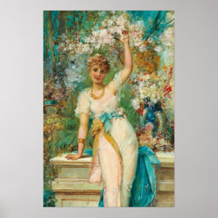 若い美しいとフローラテンドリルby Hans Zatzka ポスター