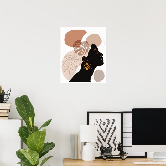 若い美しいアフリカ系アメリカ人女性 ポスター (ホームオフィス)