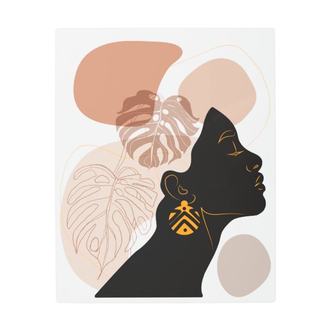 若い美しいアフリカ系アメリカ人女性BLM メタルプリント (正面)