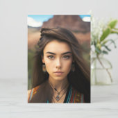 若い美しい先住民のアメリカ人女性のセット シーズンカード (スタンド正面)