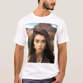 若い美しい先住民のアメリカ人女性のセット Tシャツ (正面)