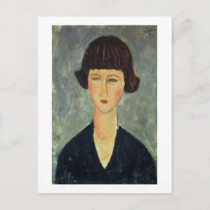 『若い茶色の髪の女性』(1917年、キャンバス上に油彩) ポストカード