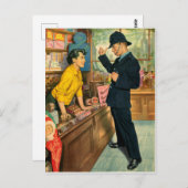 若い警官は買い物客といちゃつく ポストカード (正面/裏面)