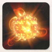 若い赤色矮星 スクエアペーパーコースター (正面)