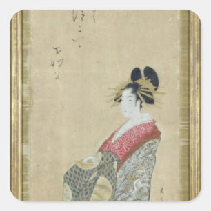 若い遊女のポートレート スクエアシール