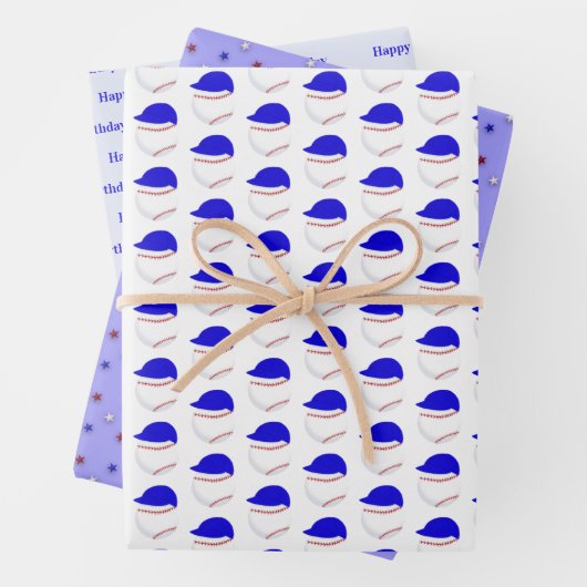 若い野球ソフトボールファンの誕生日パーティー   ラッピングペーパーシート (インサイチュ)