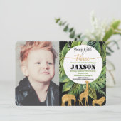 若い野生および3人の男の子の誕生日の写真の招待 招待状 (スタンド正面)