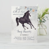 若い野生で自由な駆け足の馬の誕生日 招待状 (スタンド正面)