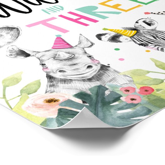 若い野生とサファリのパーティー動物のサイン ポスター (角)