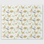 若い野生と三つの黄金エレガントの恐竜 ラッピングペーパー (フラット)