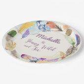 若い野生と水の色ボホの羽 ペーパープレート (アングル)