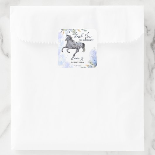 若い野生と自由なギャロピンアパルーサ誕生日 スクエアシール (バッグ)